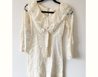 1960s Cream Lace Dress