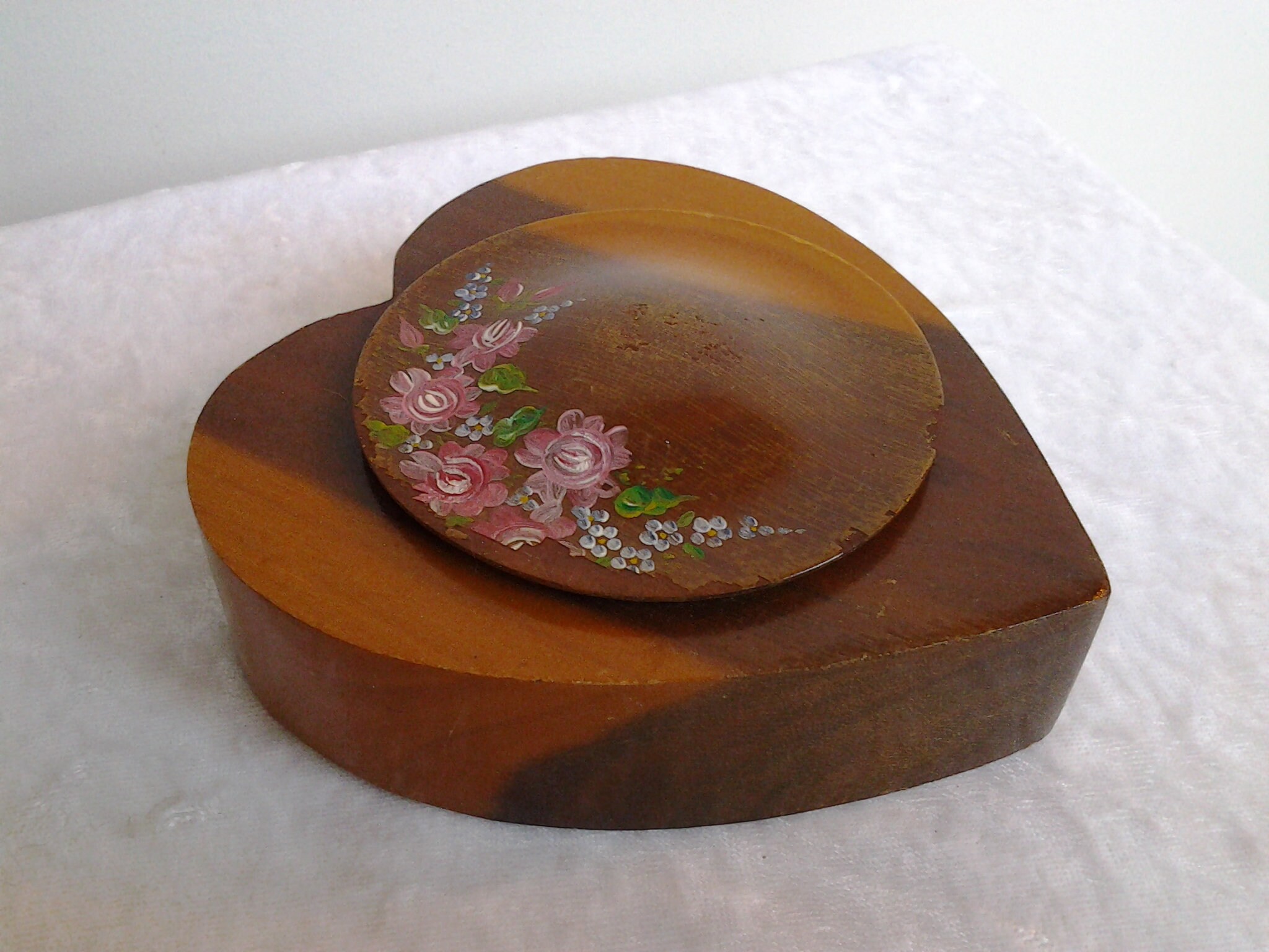 Australian Mulga Wood Heart Trinket Dish Jewellery Box Ring