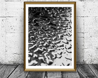 Abstract Print, Water Drops Print, Minimal Poster, Black And White Photo, Home Decor, Nursery Print