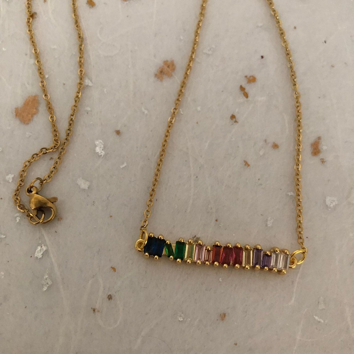 ネックレス　18k バーネックレス　ジルコニア　ゴールド ゴールドバーネックレス | cherir.hs