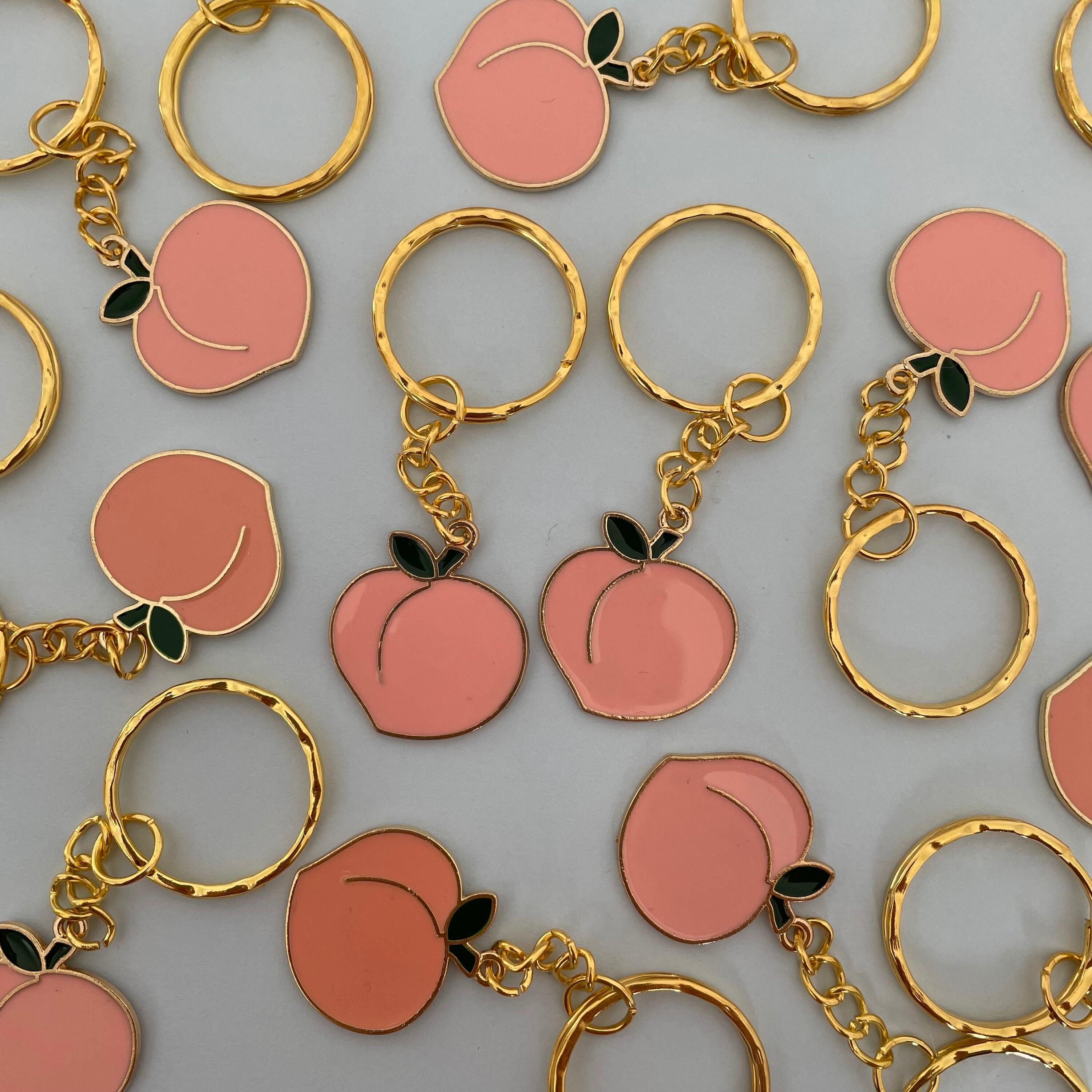 Peach Keyring Enamel Keyring Unisex Etsy UK