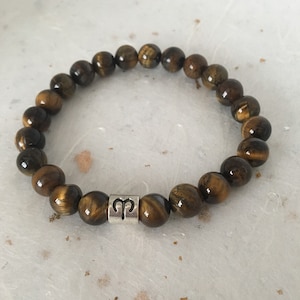 Tiger Eye Aries Star Sign Zodiac Sign Bracelet