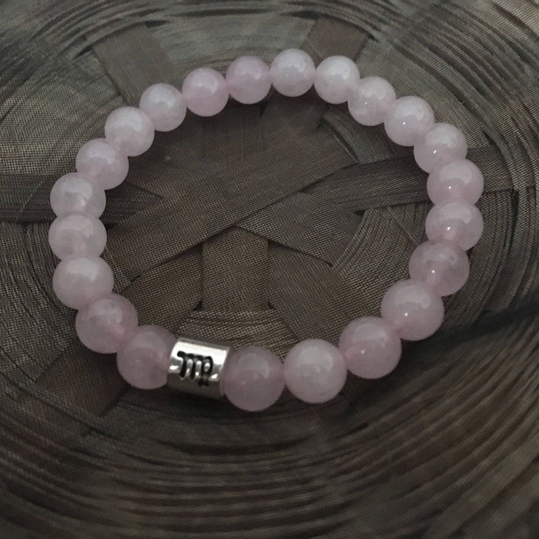 Rose Quartz Virgo Star Sign Zodiac Sign Bracelet Etsy