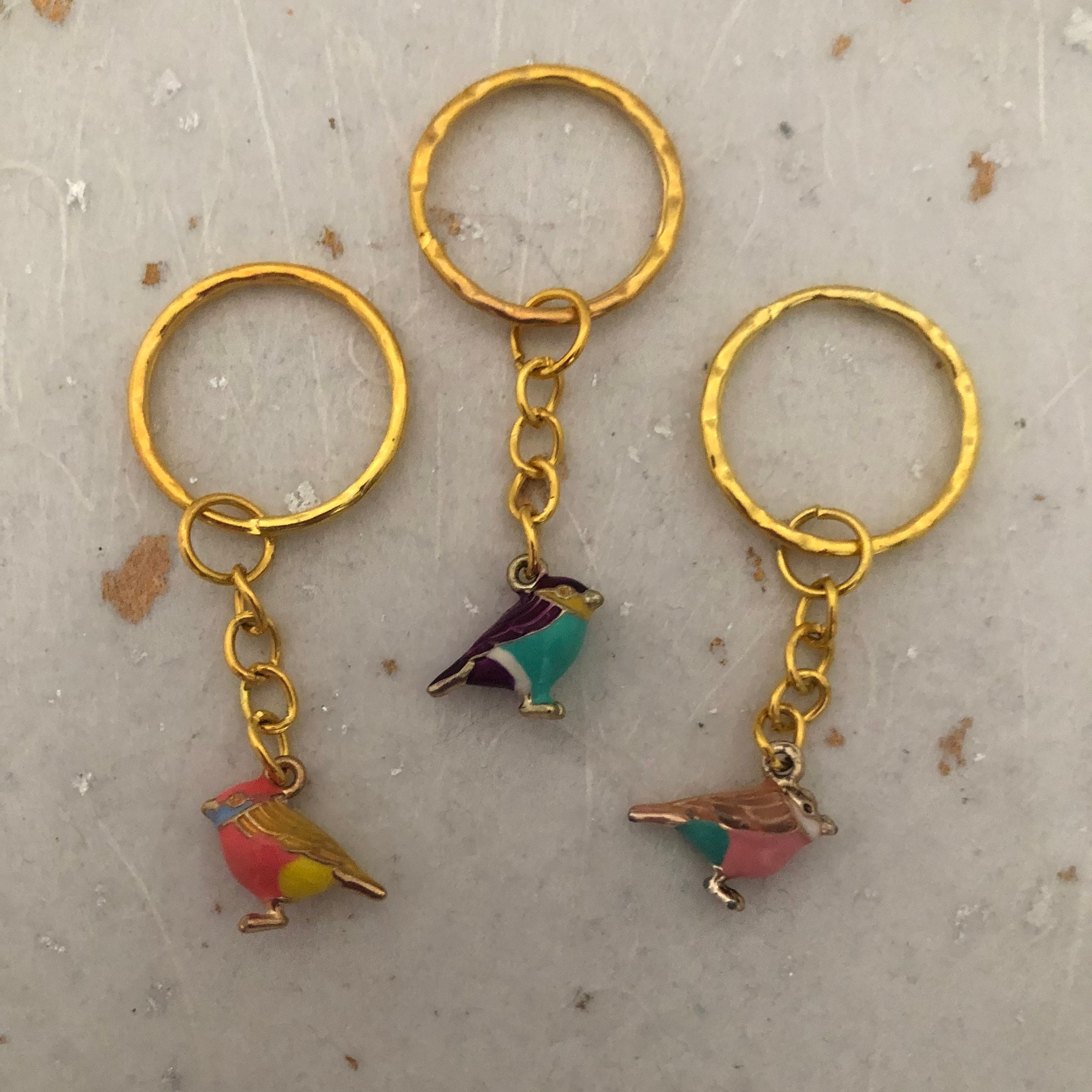 Bird Keyring Enamel Baby Bird Keyring Bird Keychain Unisex Etsy