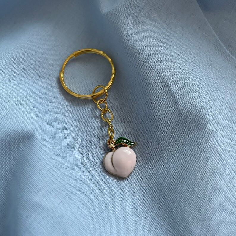 Peach Keyring Enamel Keyring Unisex Etsy UK