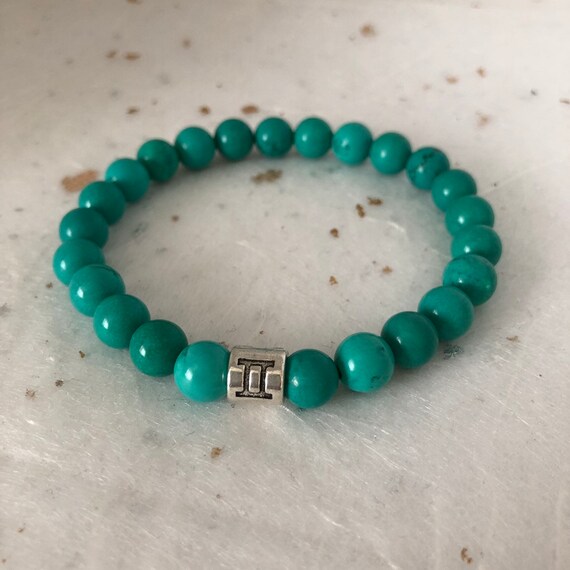 Turquoise Blue Gemini Star Sign Zodiac Sign Bracelet - Etsy