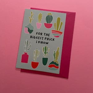 Carte Pour la plus grosse piqûre que je connais Carte de voeux piqûre Carte drôle pour partenaire Carte drôle Carte humour Carte plante en pot Carte cactus