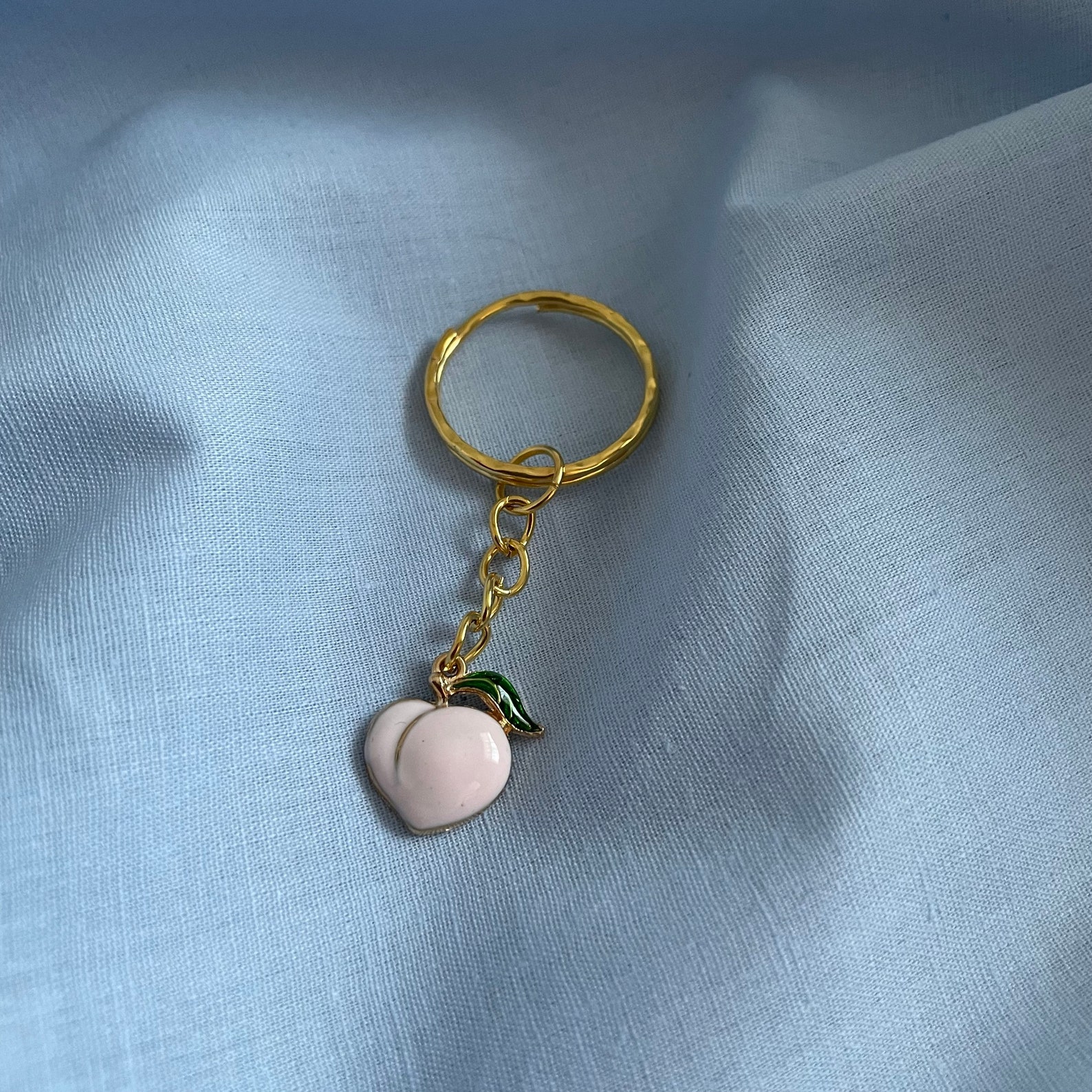 Peach Keyring Enamel Keyring Unisex Etsy UK