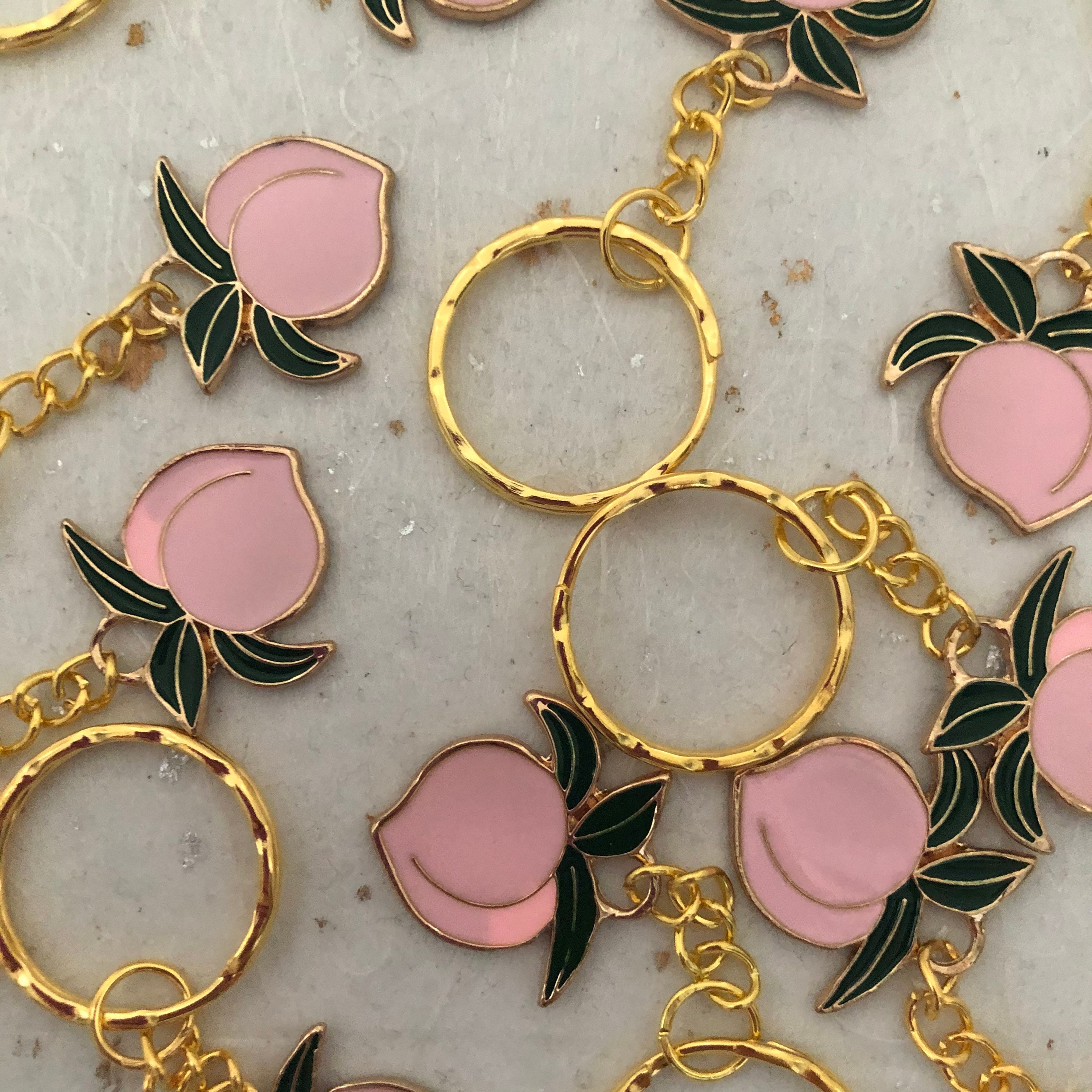 Peach Keyring Enamel Keyring Unisex Etsy UK