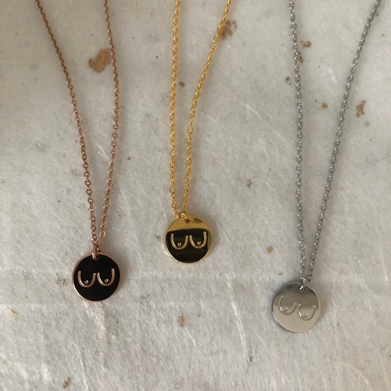 Boobs Pendant Necklace, 18" Trace Chain
