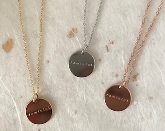 Feminist Necklace Empowerment Necklace Feminist Necklace 16" Gold Feminist Necklace Silver Feminist Necklace Rose Gold Feminist Necklace 15m