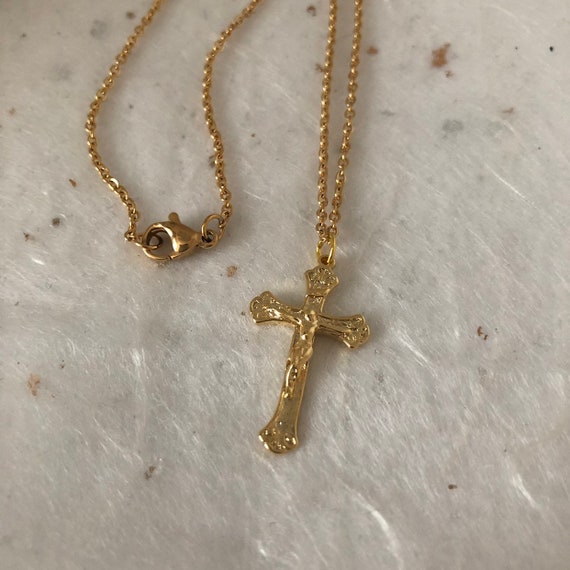 Gold Large Cross Necklace 18 Rhodium - Large Gold Cross Pendant