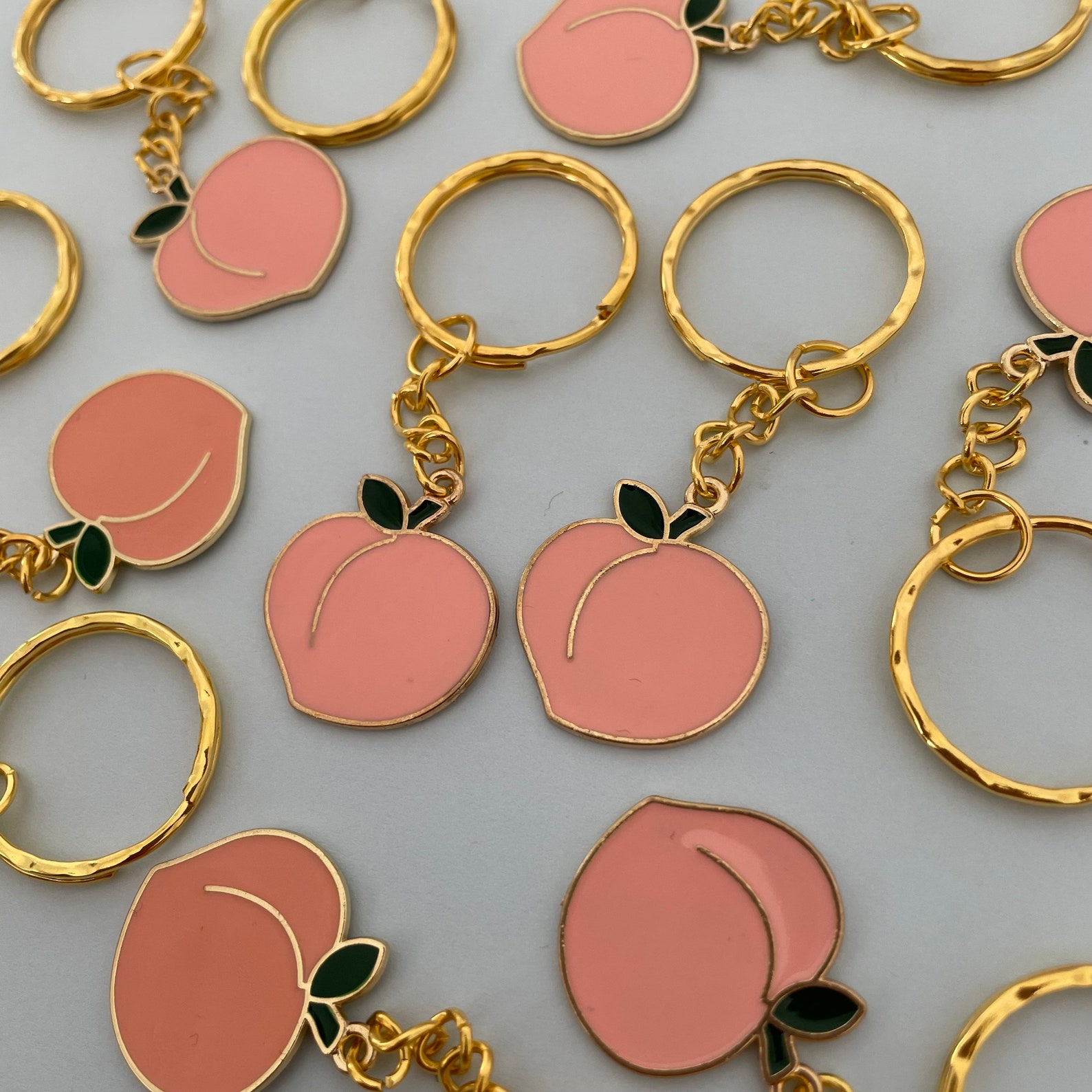 Peach Keyring Enamel Keyring Unisex Etsy UK