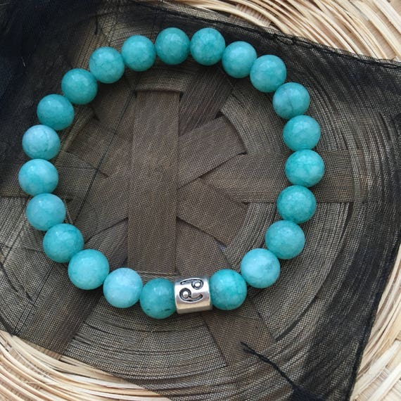 Light Blue Amazonite Cancer Star Sign Zodiac Sign Bracelet - Etsy