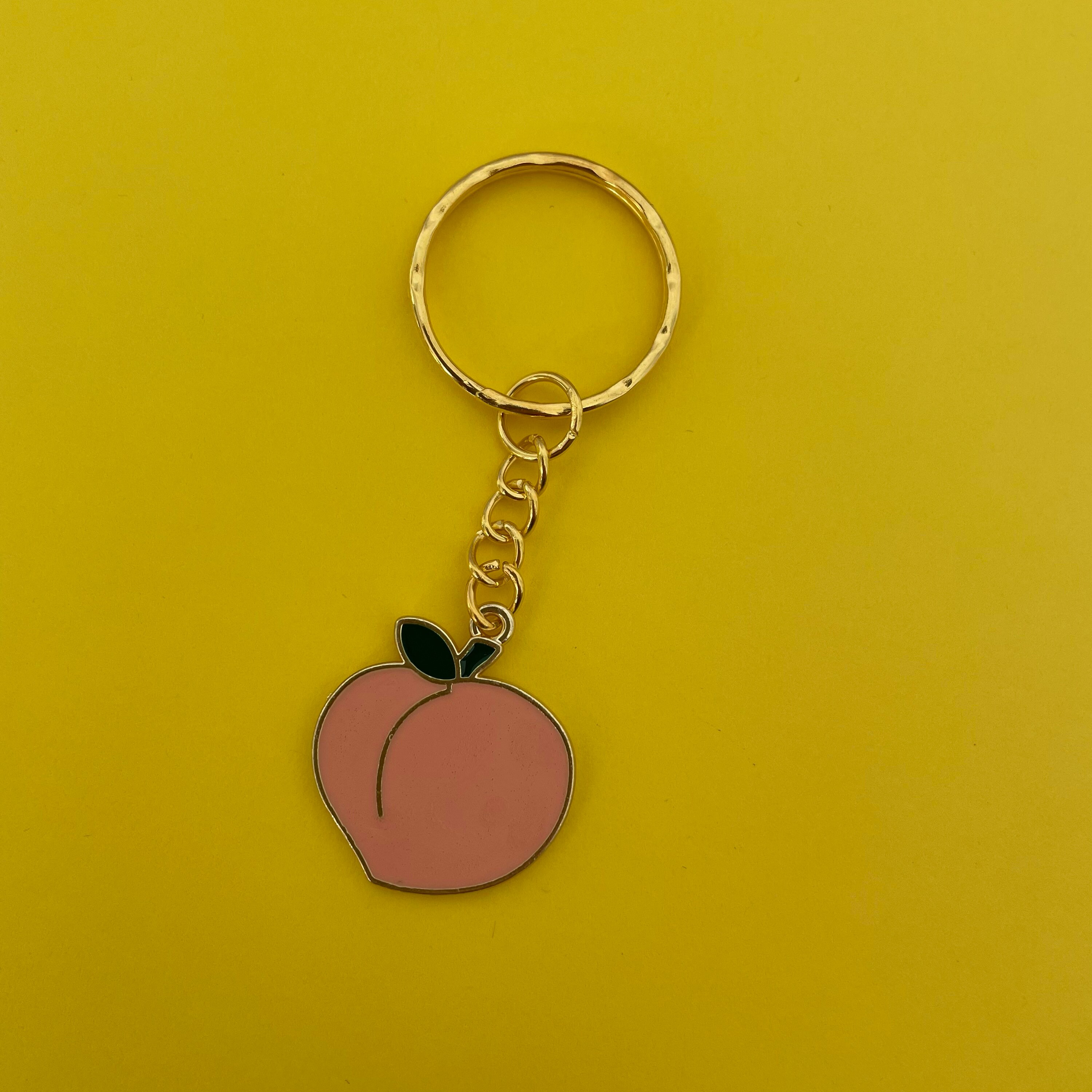 Peach Keyring Enamel Keyring Unisex Etsy UK