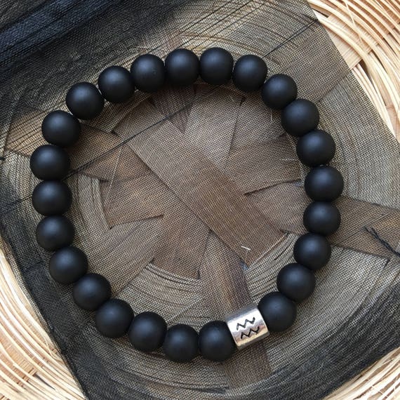 マットブラック 水瓶座 星座ブレスレット - Etsy 日本