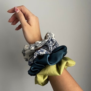 Satin Scrunchie Floral Cotton Scrunchie Floral Print XL Scrunchie 100% Cotton XL Scrunchie Flower Print Hair Scrunchie Scrunchie Bundle