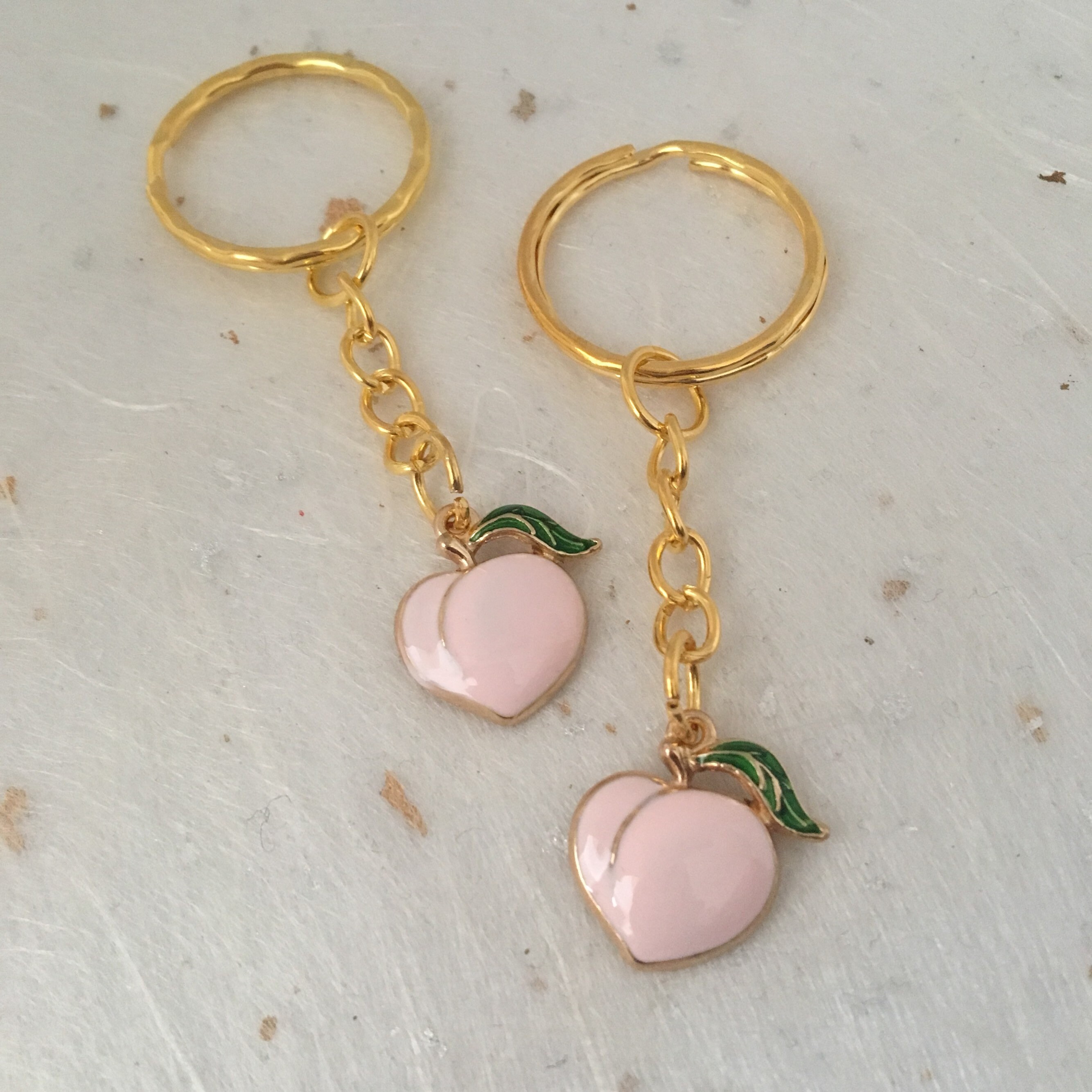 Peach Keyring Enamel Keyring Unisex Etsy