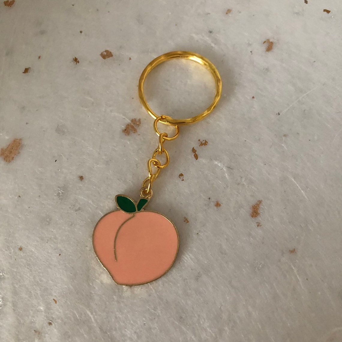 Peach Keyring Enamel Keyring Unisex Etsy UK