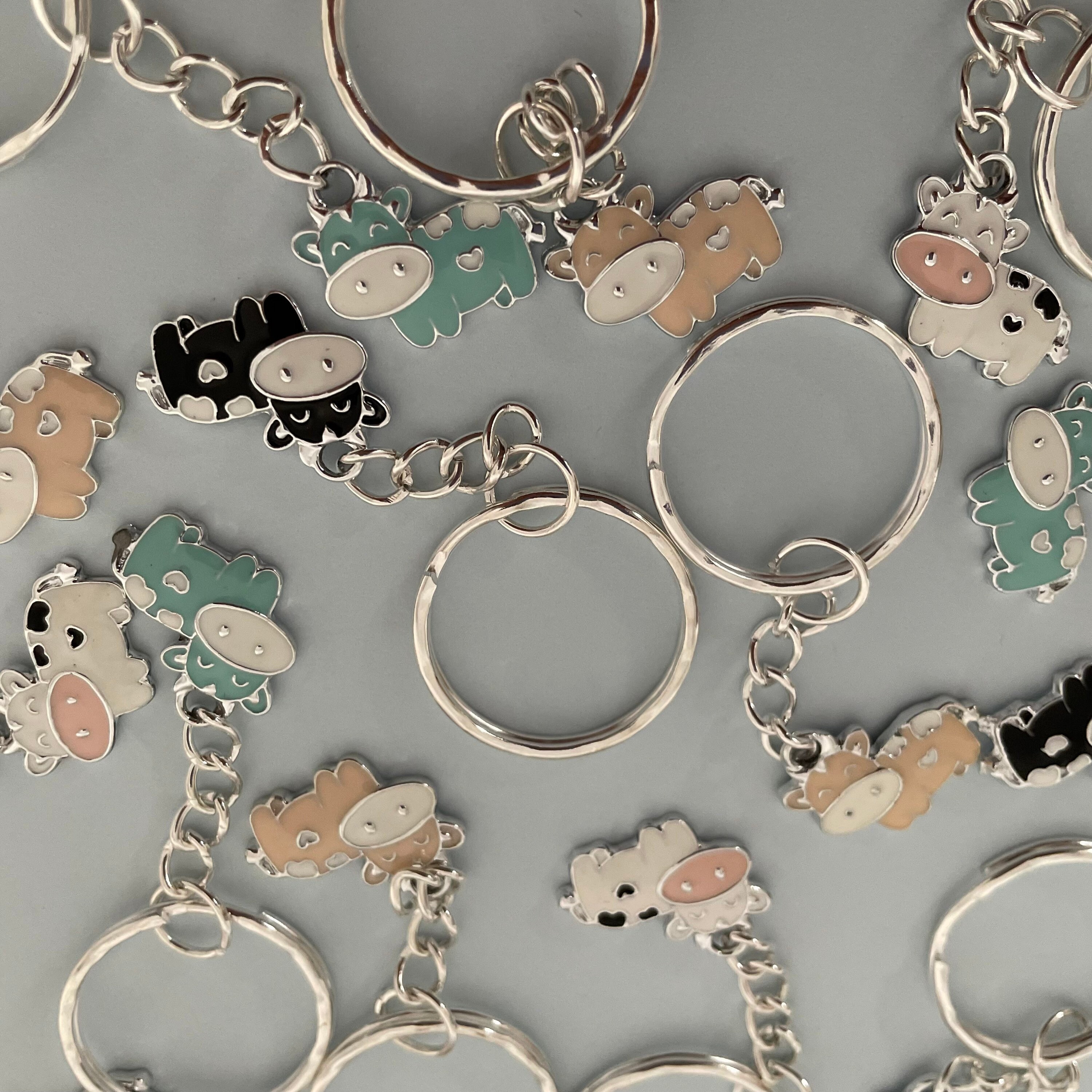 Cow Keyring Cow Keychain Cow Enamel Charm Cow Keyring Unisex - Etsy