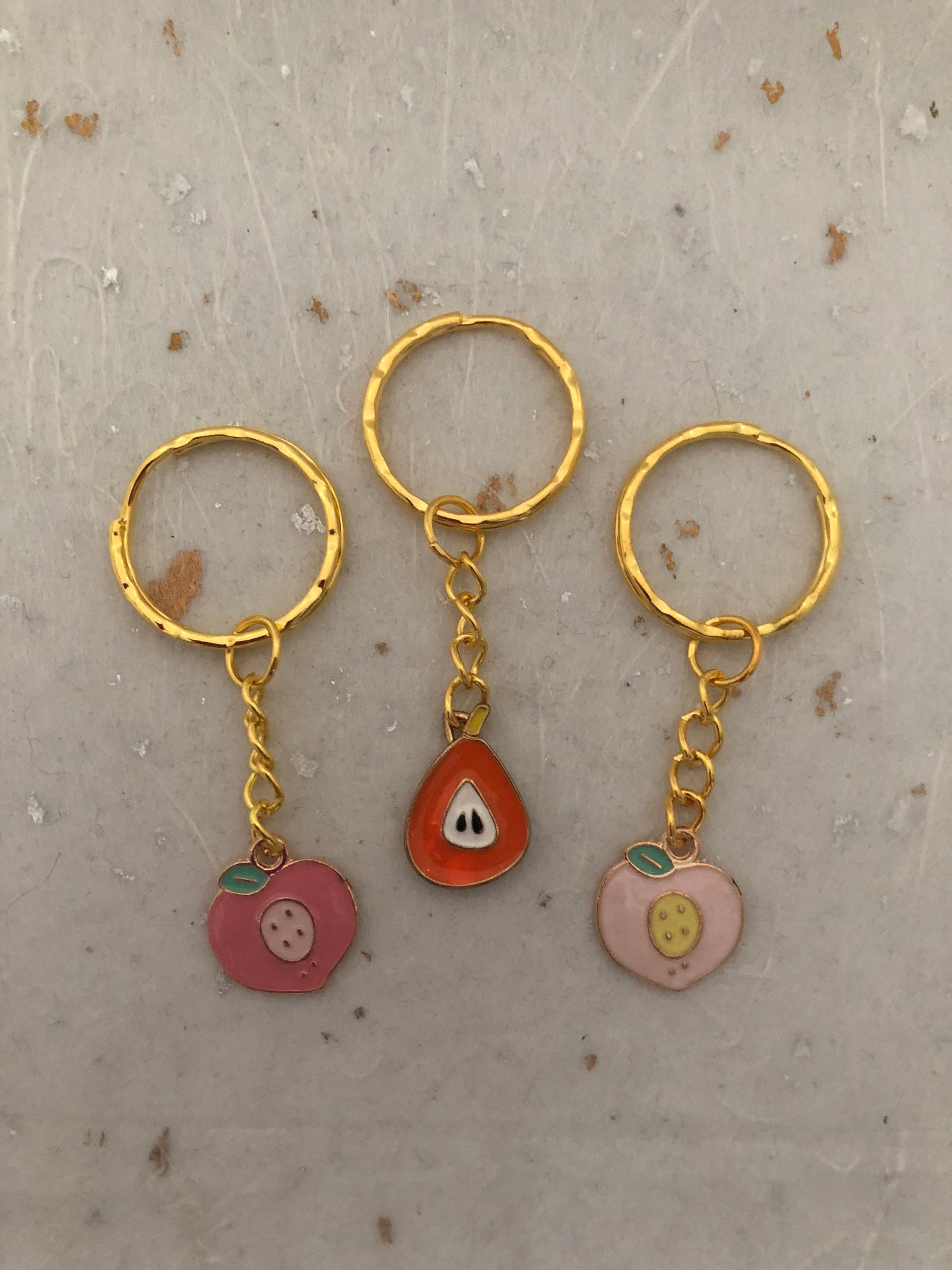 Peach Keyring Peach Enamel Keyring Unisex Peach Enamel Charm Etsy