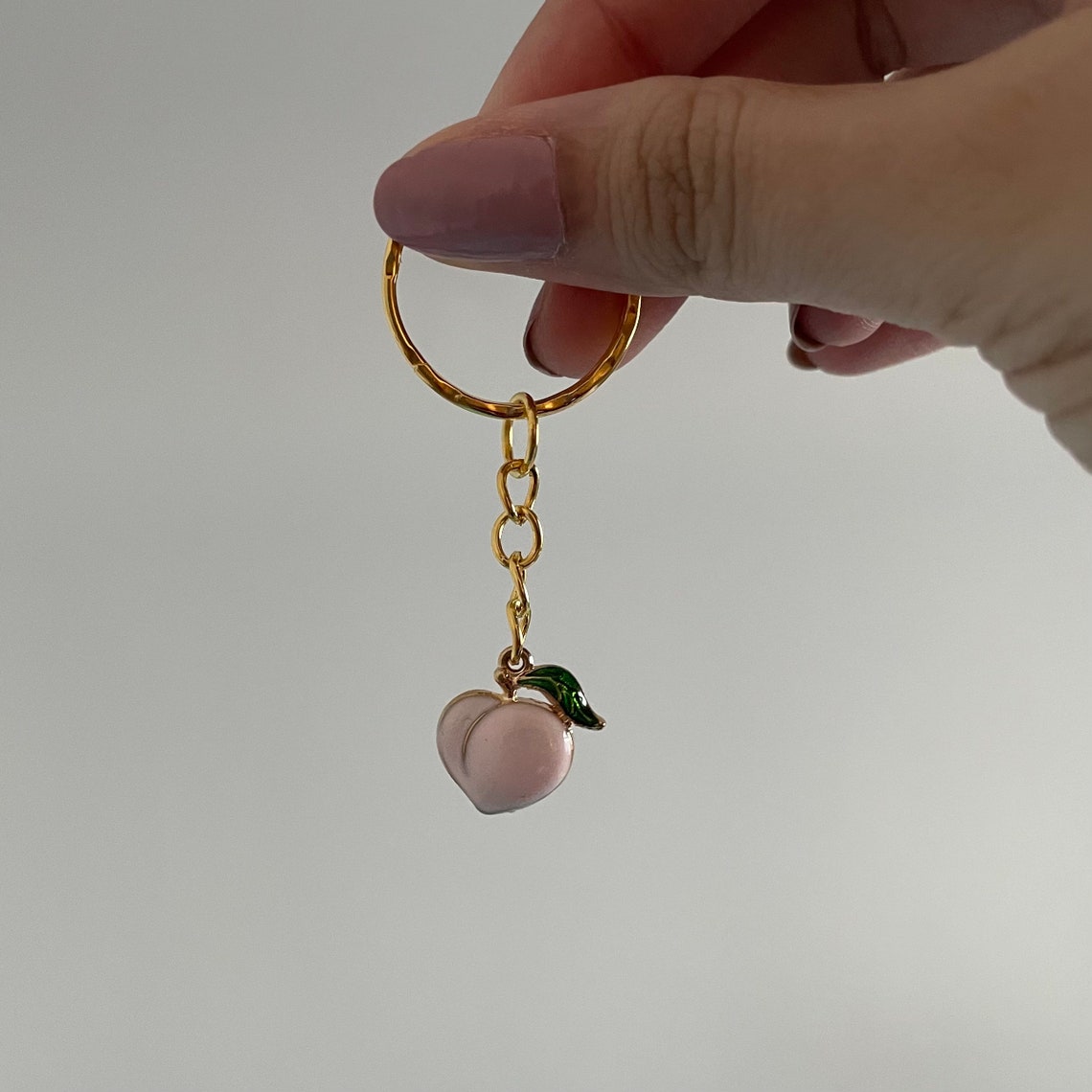 Peach Keyring Enamel Keyring Unisex Etsy UK