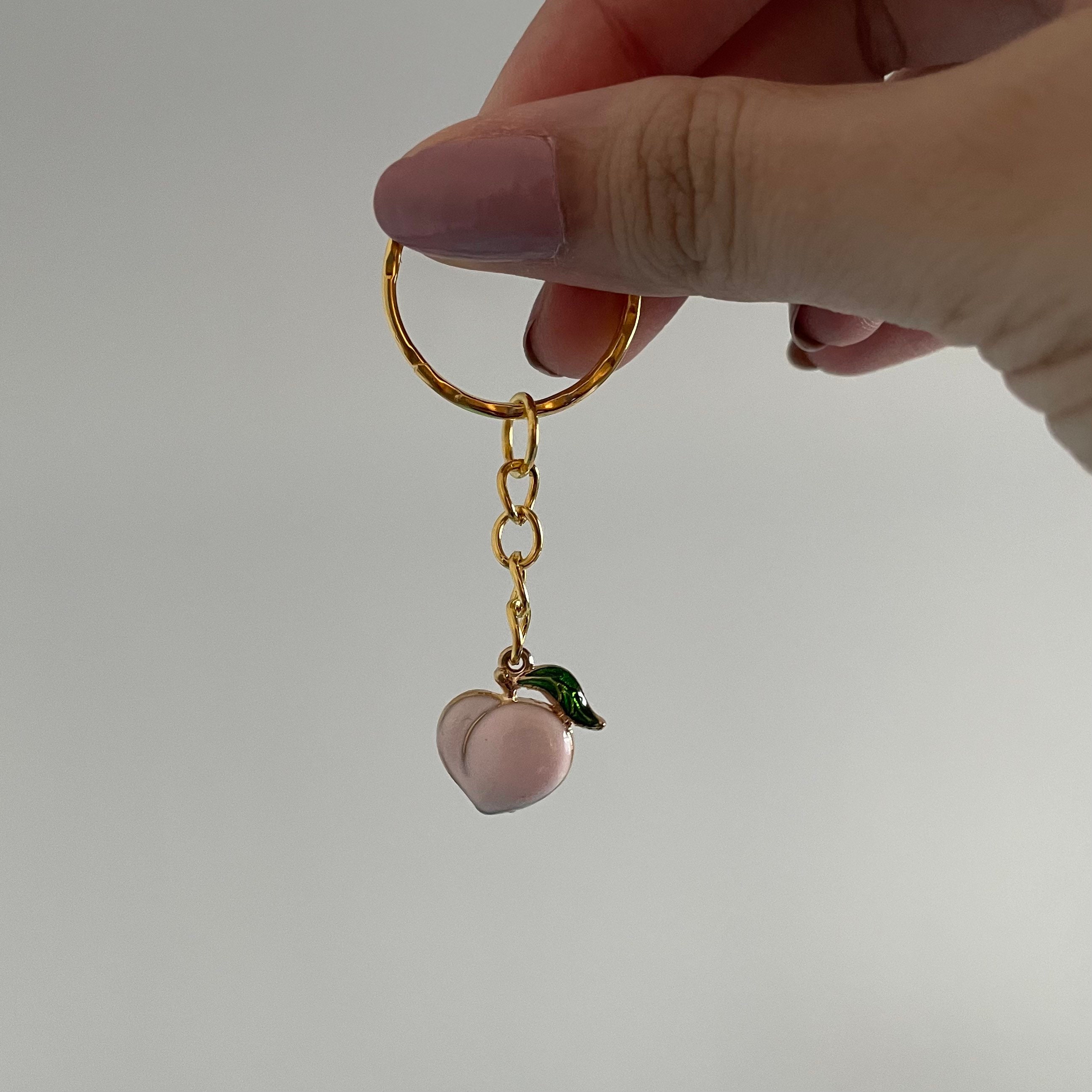 Peach Keyring Enamel Keyring Unisex Etsy UK