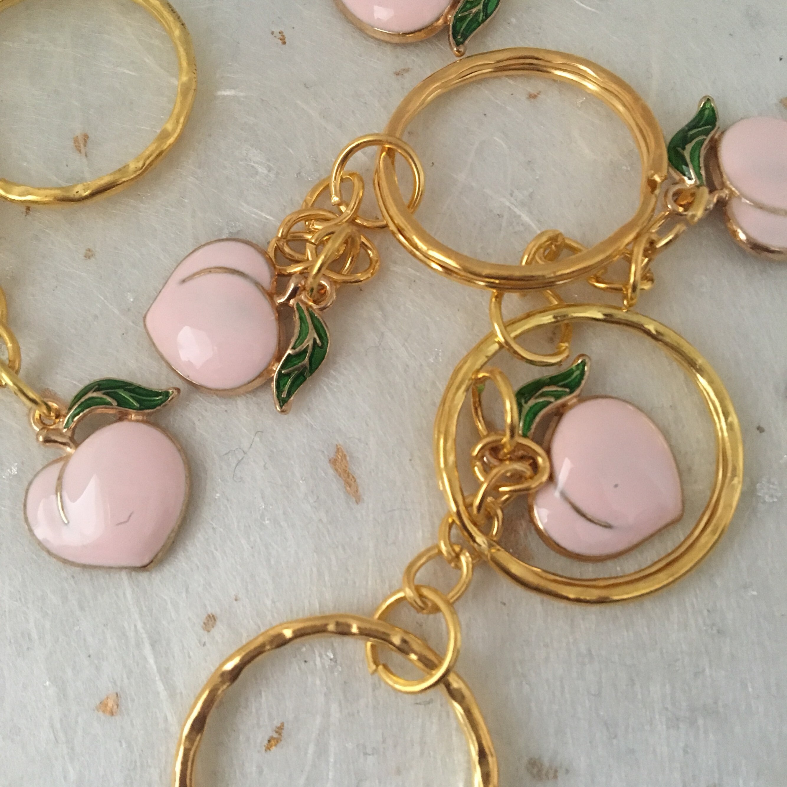 Peach Keyring Enamel Keyring Unisex Etsy