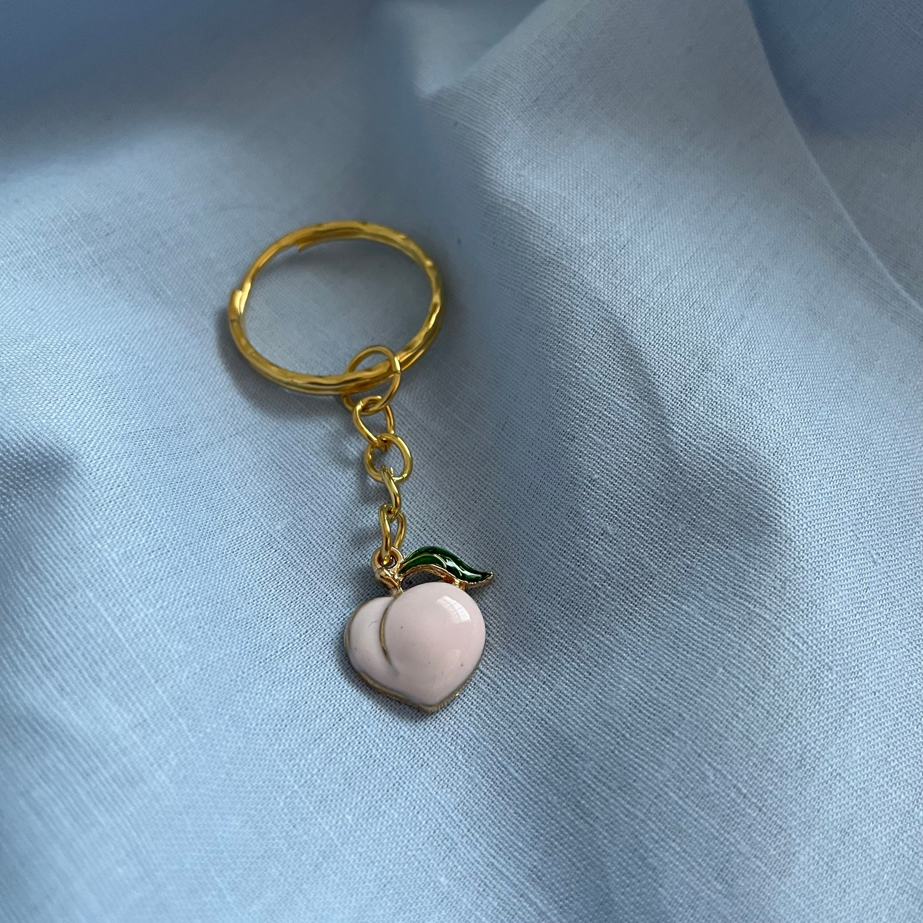Peach Keyring Enamel Keyring Unisex Etsy UK