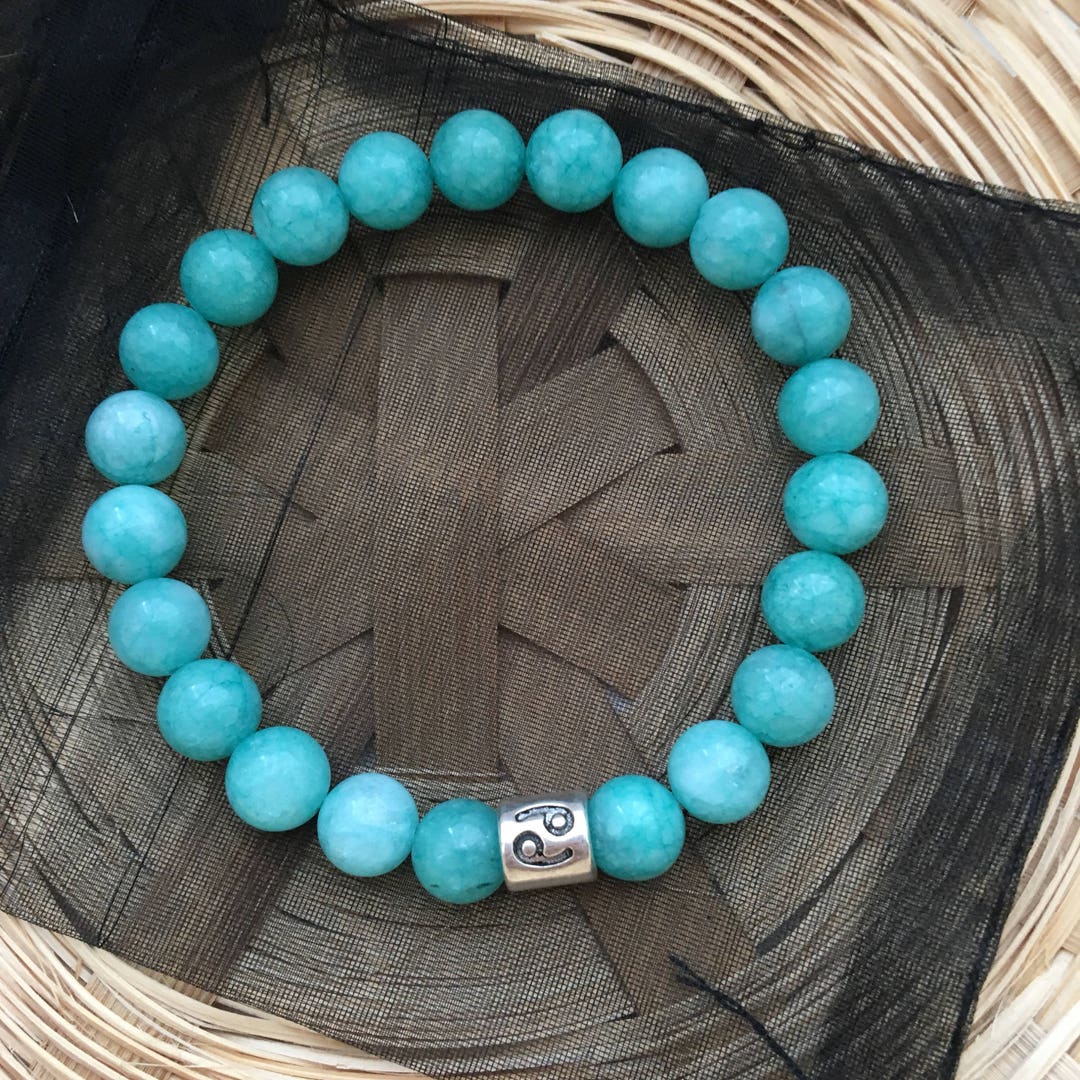 Light Blue Amazonite Cancer Star Sign Zodiac Sign Bracelet - Etsy