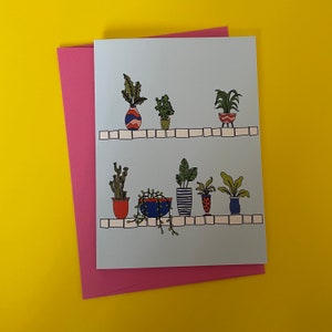 Pot Plante Carte d’anniversaire Plante en pot Carte de vœux Cactus Carte De plantes Carte de cactus Carte de plantes Plante sur la carte murale
