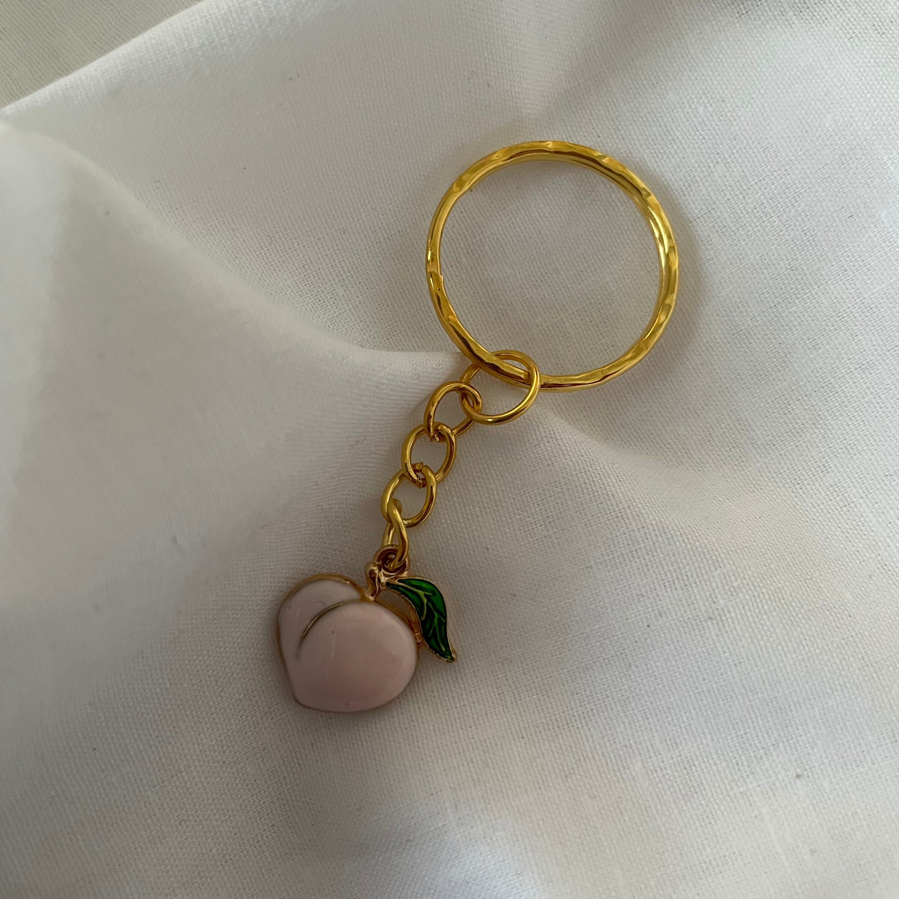 Peach Keyring Enamel Keyring Unisex Etsy UK
