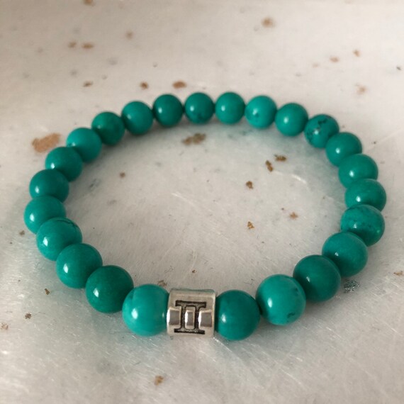 Turquoise Blue Gemini Star Sign Zodiac Sign Bracelet - Etsy