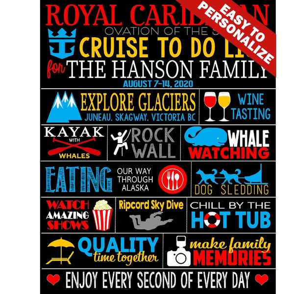 ALASKA CRUISE MAGNET | Cruise To Do List | Cruise Door Decoration | Any Cruise Line | Glaciers | Whale Watching | Alaska Adventures