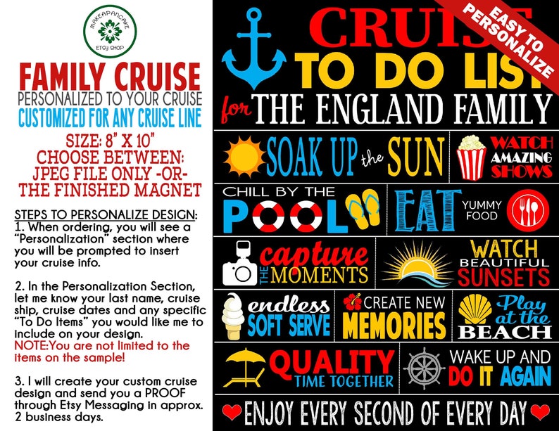 Cruise Magnet Customized Carnival Royal Caribbean Disney Etsy