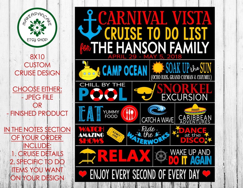 Carnival Cruise Magnet Customized Personalized To Do List Etsy