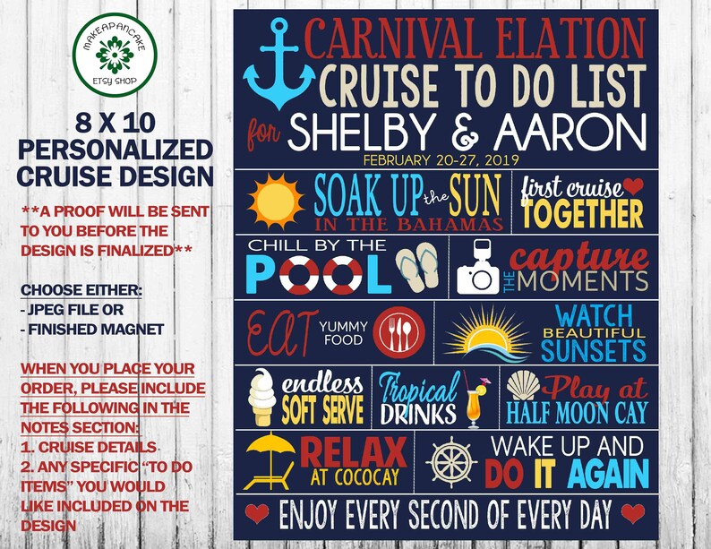 Cruise Magnet Customized Carnival Royal Caribbean Disney Etsy