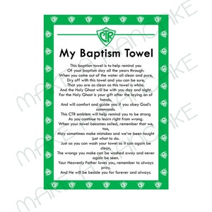 Instant Download LDS Baptism TOWEL CTR Towel Poem Jpeg File - Etsy