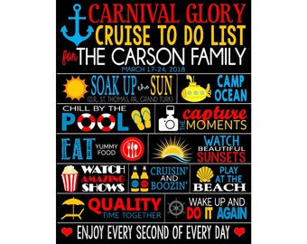 CRUISE DOOR MAGNET | Custom | Family Cruise To Do List | Any Cruise Line | Stateroom Door Magnet