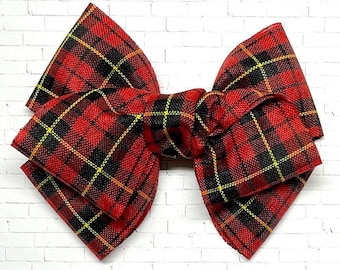 Red Plaid Hair, Head Bow