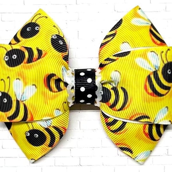 Bumblee Bee Ribbon Dog Bow