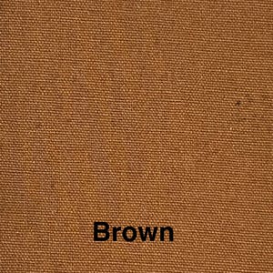 May include: Close-up of a brown fabric with a woven texture. The word "Brown" is printed in black at the bottom of the image. The fabric appears to be a solid color with a slightly rough surface.