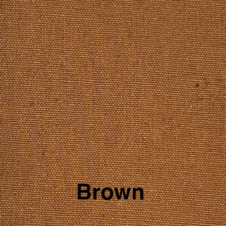 May include: Close-up of a brown fabric with a woven texture. The word "Brown" is printed in black at the bottom of the image. The fabric appears to be a solid color with a slightly rough surface.