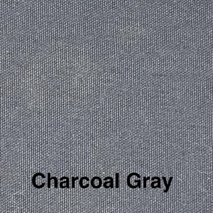 May include: Close-up of a textured fabric in charcoal gray. The weave is visible, creating a subtle pattern. The words "Charcoal Gray" are printed in a bold, black font at the bottom of the image.