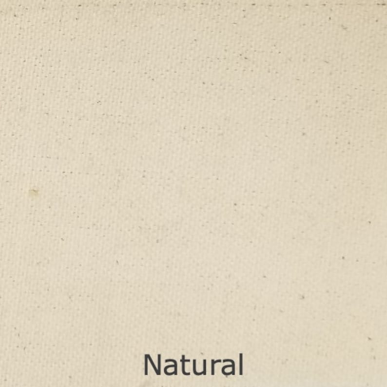 May include: Close-up of a natural-colored canvas fabric with a textured weave. The word "Natural" is printed in a dark font at the bottom of the image. The fabric has a slightly off-white hue.