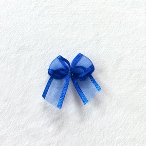 Blue Organza Bows 25-50 pcs, Royal Blue Ribbon, Invitation Card Bows, Mini Appliques, Blue Accent, Blue Embellishment, Pre tied Bows