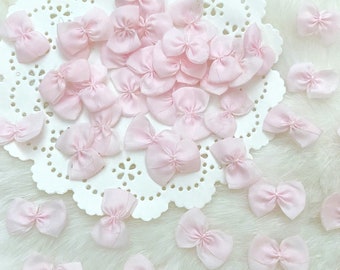 Mini nœuds en mousseline de soie rose pastel 20 mm, Nœuds ruban rose clair, appliques miniatures, Matériel de couture, Fabrication de cartes d'invitation, Petits nœuds créatifs