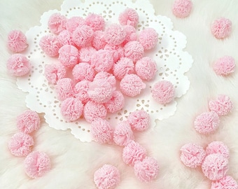 Petits pompons roses bébé, pompons en tulle doux 7 mm 15 mm, mini pompons roses, appliques miniatures, ruban de tulle, lot de pompons créatifs