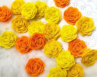Yellow Mix Felt Roses, Fall Flower Decor, Wool Felt Flowers,3D Felt Roses,Dimensional Flowers,DIY Headband,Marigold Craft Flower,Autumn