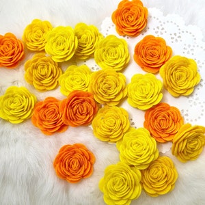 Yellow Mix Felt Roses, Fall Flower Decor, Wool Felt Flowers,3D Felt Roses,Dimensional Flowers,DIY Headband,Marigold Craft Flower,Autumn